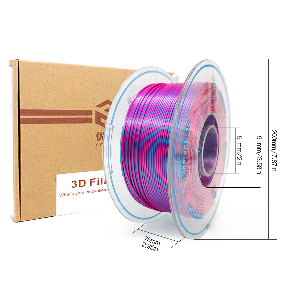 Market Popular 3D Printers Dual Color Shiny Red-Blue Silk PLA Filaments Children 3D Idrawing Pens Filaments 3D Printing Materials 1.75mm 2.85mm 1000g