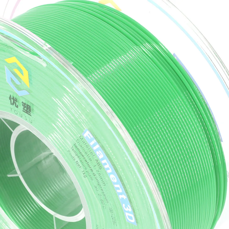 Factory ISO9001 Verified High Quality High Toughness 3D Printer ABS Filament 1.75mm 2.85mm 3D Printers Filament Fdm 3D Printing Material 1kg Green