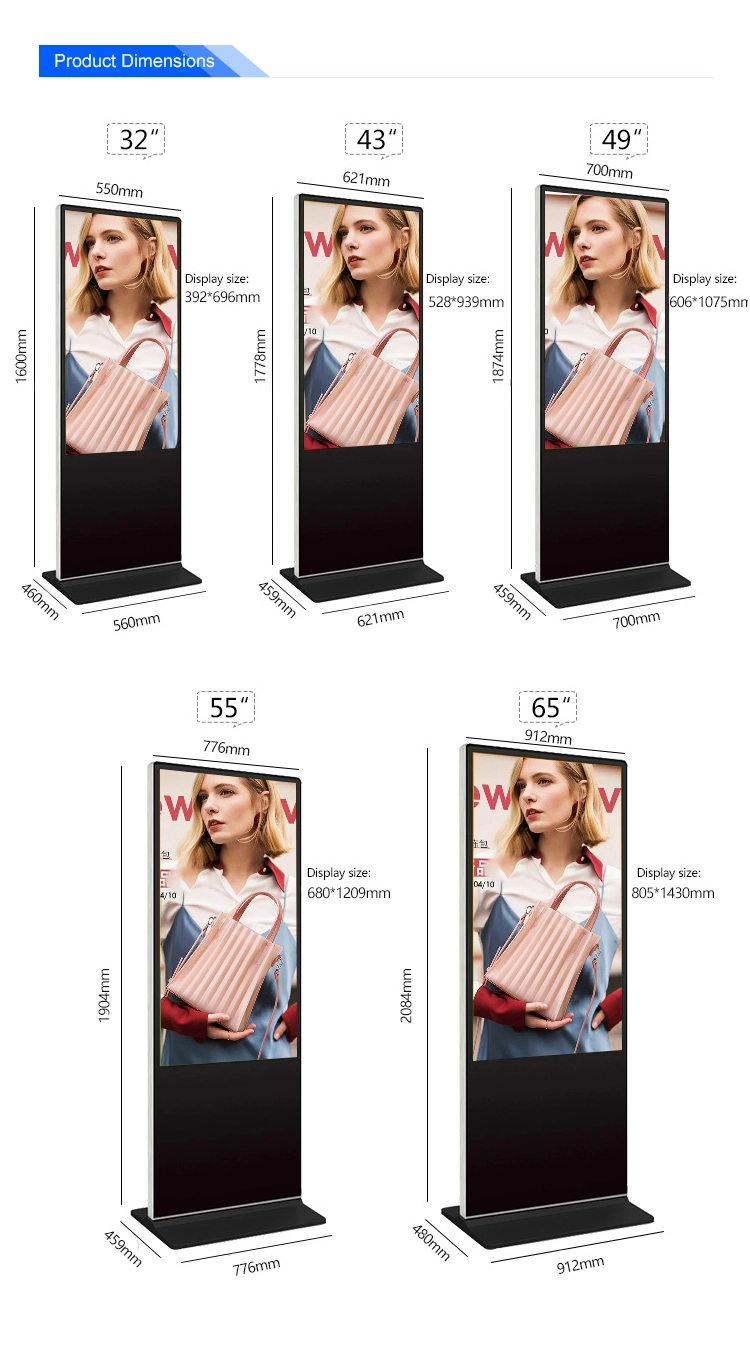 75" Indoor Advertising Kiosk LCD Advertising Payers and Displays Kiosk Digital Signage for Sale