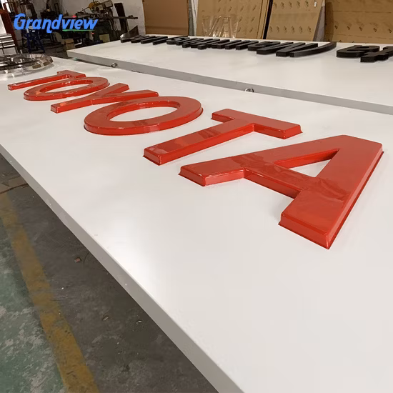Cartas de resina de LED para publicidade externa da Toyota Cartas de sinalização e placa de nome de loja