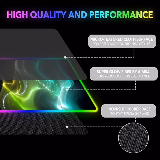 Tapete de teclado grande estendido personalizado RGB LED brilhante Tapete de borracha natural para jogos Mouse Pad Gamer Acessórios para computador