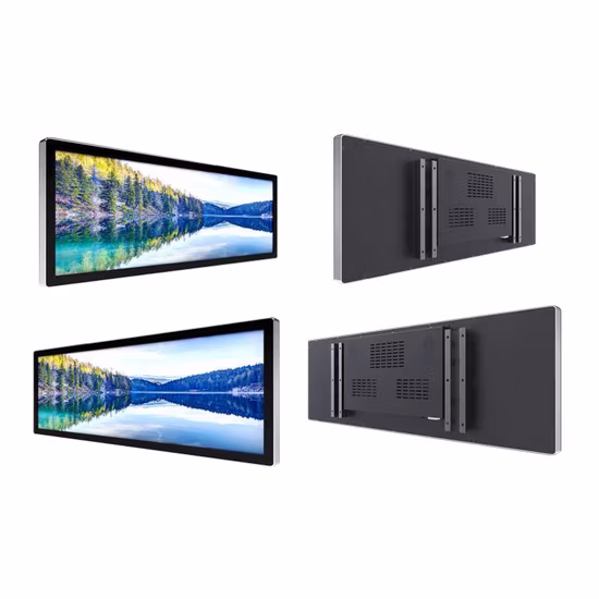 Barra esticada de fábrica Visor LCD IPS montado na parede Tela do monitor Sinalização digital interno Ao ar livre personalizado